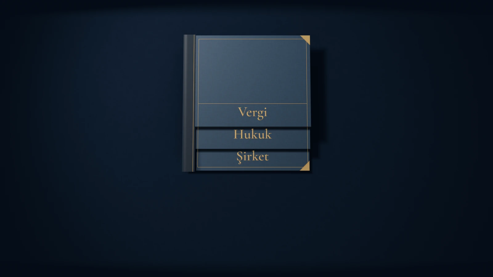 Vergi, Hukuk ve Şirket yazılı üç dosya üst üste gelerek tek bir dosya oluşturuyor.